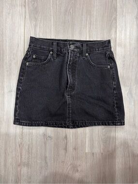 Denim Forum Black Washed Denim Mini Skirt